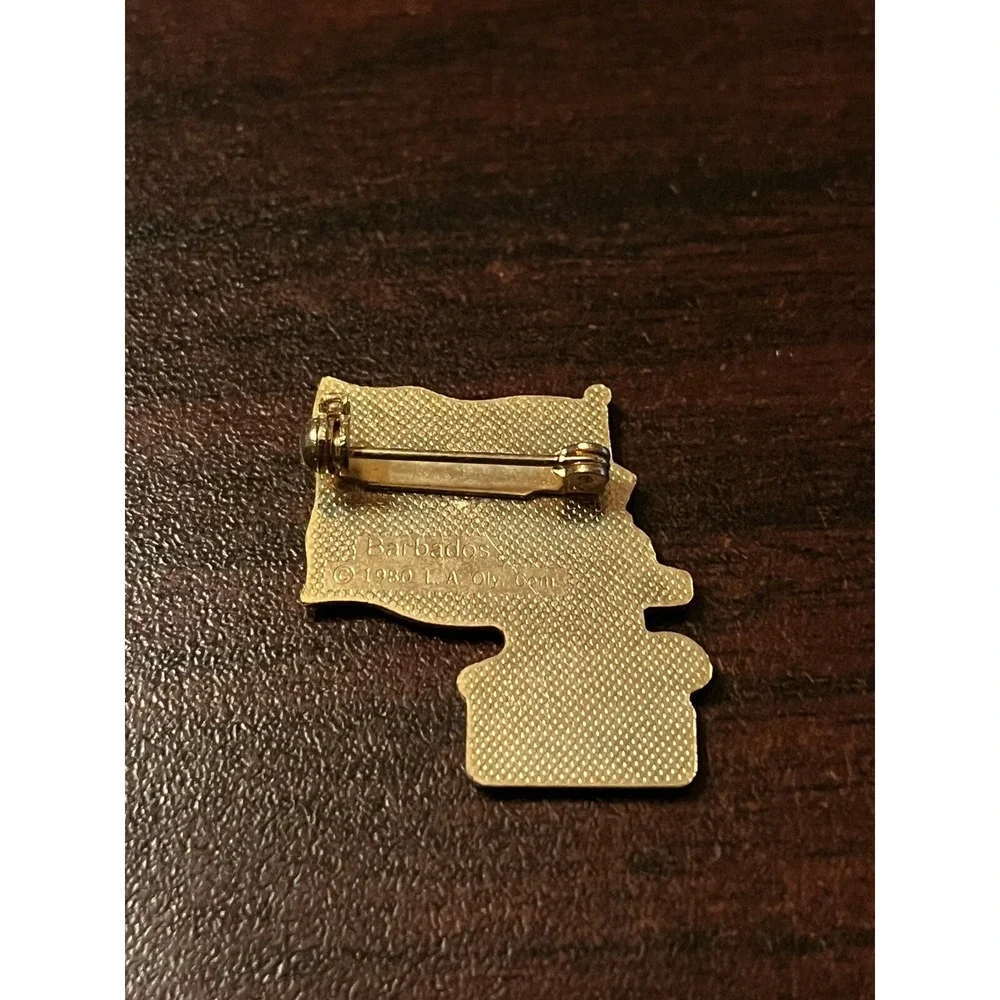 Vintage 1984 Los Angeles Olympics Coca Cola Sam Eagle Barbados Flag Lapel Pin‎